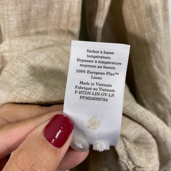 Everlane Men Tan 100% European Flax Linen Button Up Shirt Size M - Picture 7 of 8